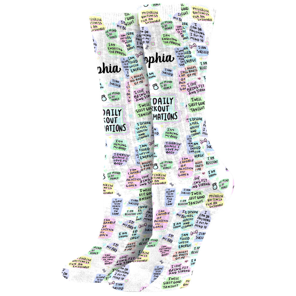Meine täglichen Workout-Affirmationen – personalisierte Fitness-Socken