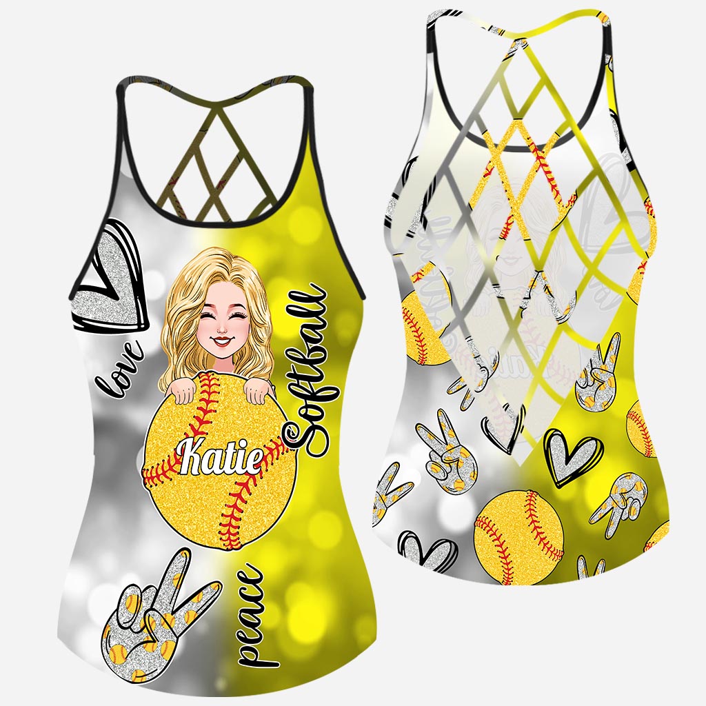 Coole Softball-Mama – Personalisiertes Softball-Tanktop mit Kreuz