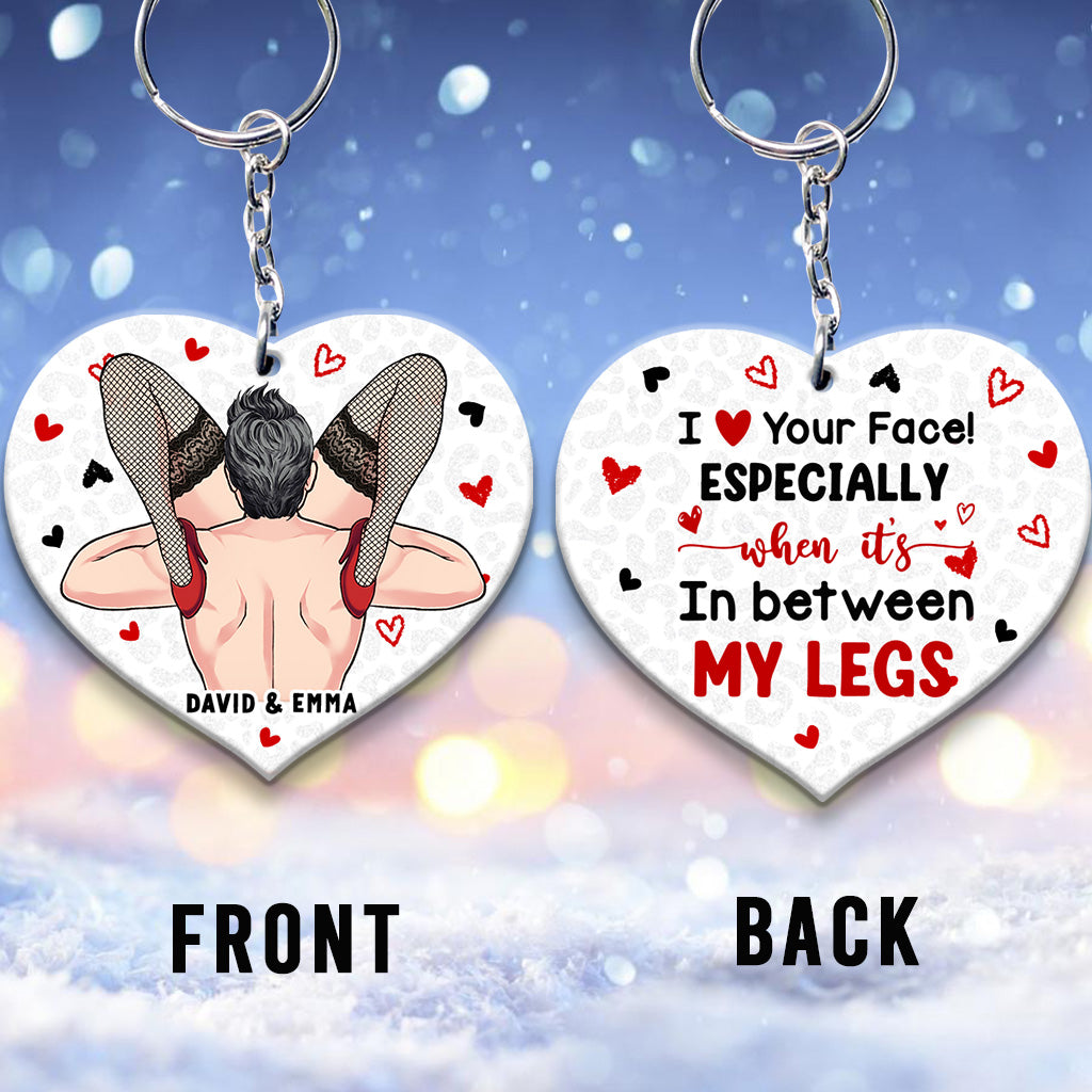 Naughty I Love Your Face - Personalized Couple Keychain