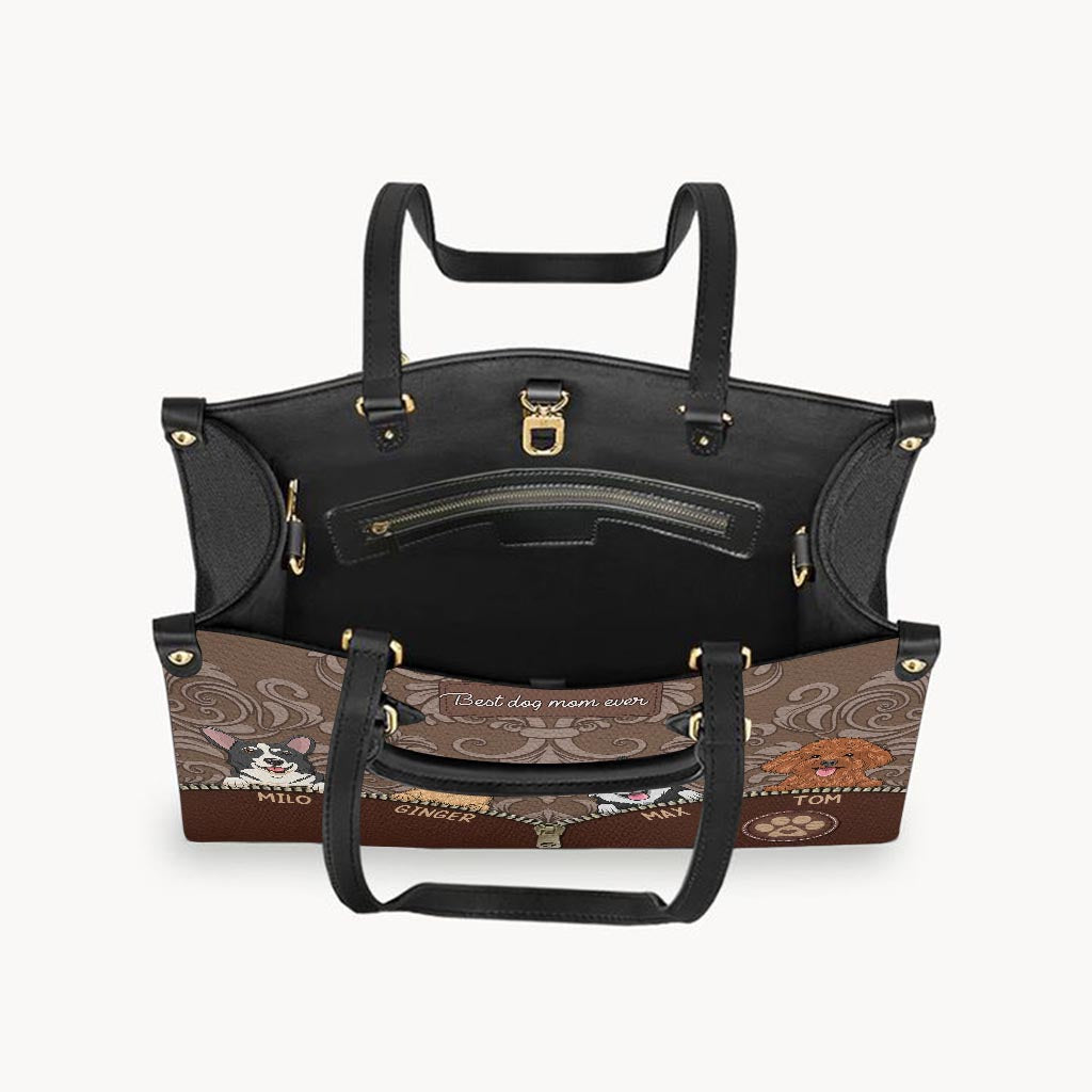 Best Dog Mom Ever - Gift for mom, mom, dog lover, cat lover - Personalized Leather Handbag