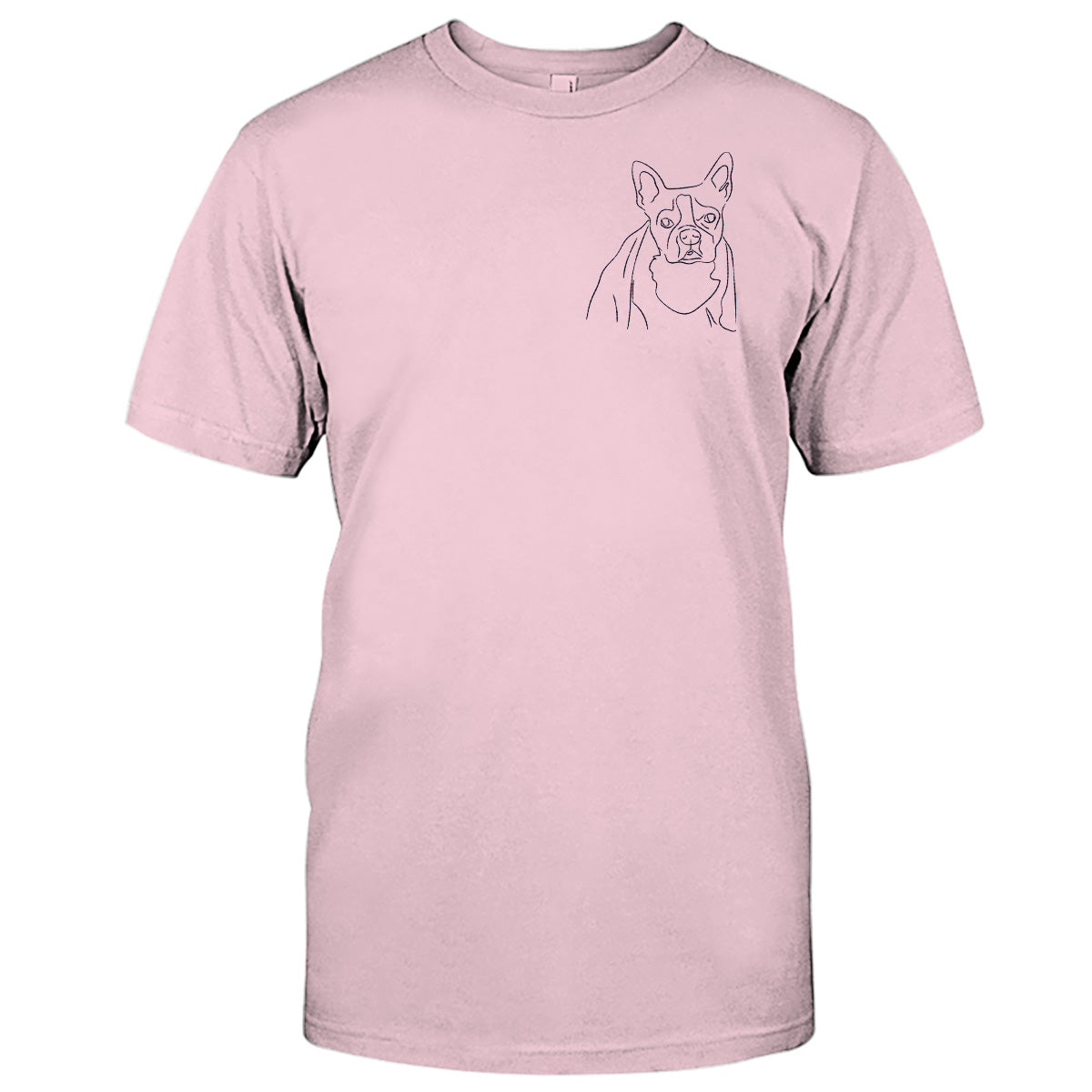 Individuelle Linienzeichnung – Personalisiertes T-Shirt mit Hundestickerei