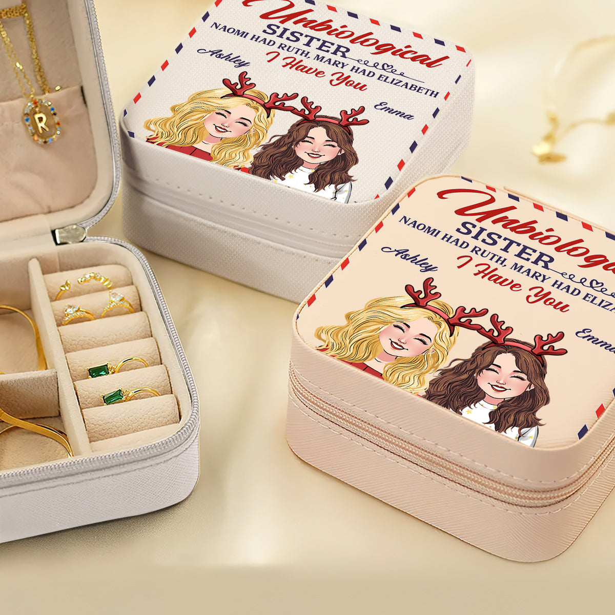 Unbiologische Schwester – Personalisierte Schmuckschatulle für die beste Freundin