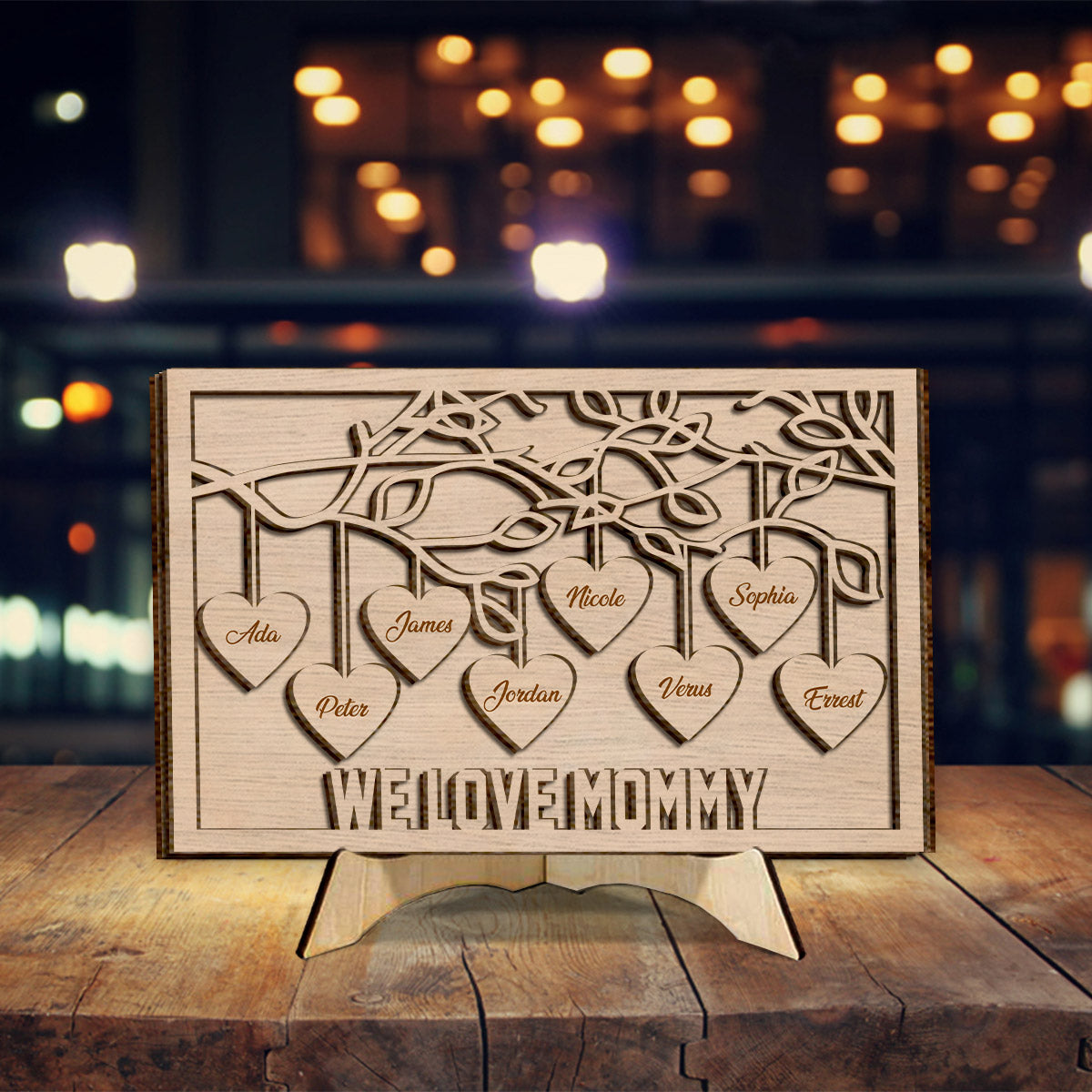 Wir lieben dich, Mama/Oma/Großmutter – Personalisiertes zweilagiges Holzschild/Holzplakette für Mütter