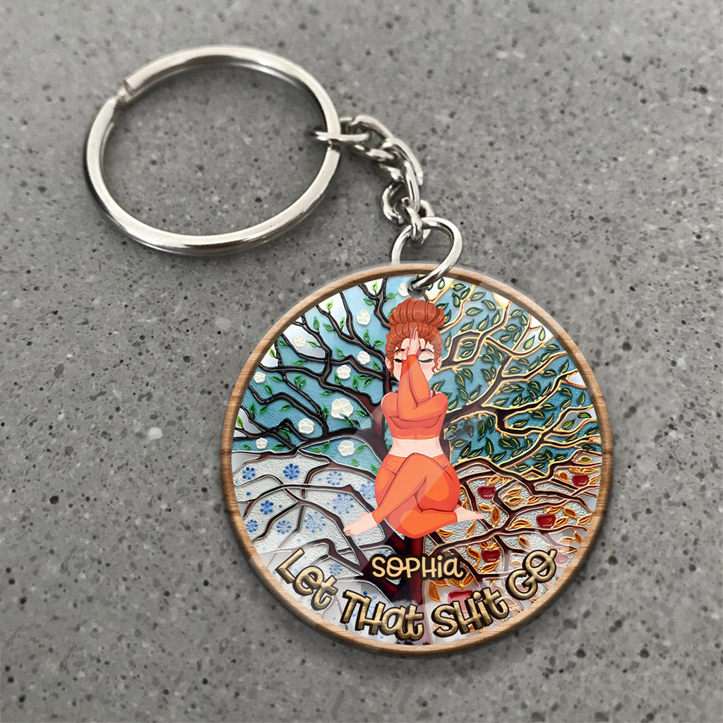 Let That Shit Go - Personalized Yoga Keychain