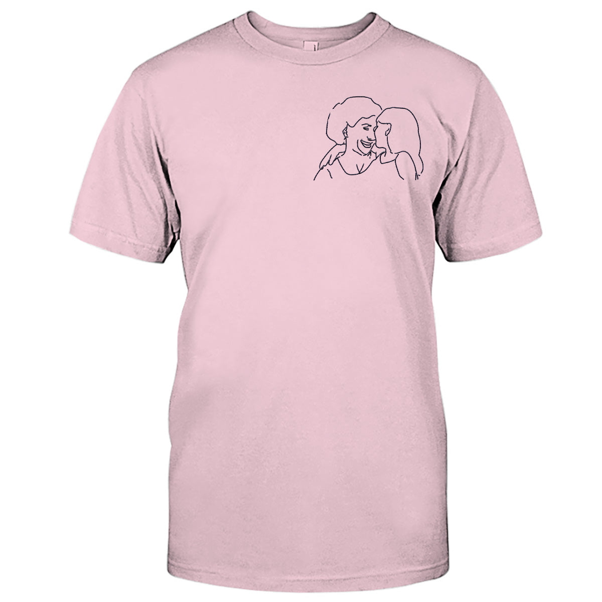 Individuelle Linienzeichnung – Personalisiertes, besticktes T-Shirt für Oma