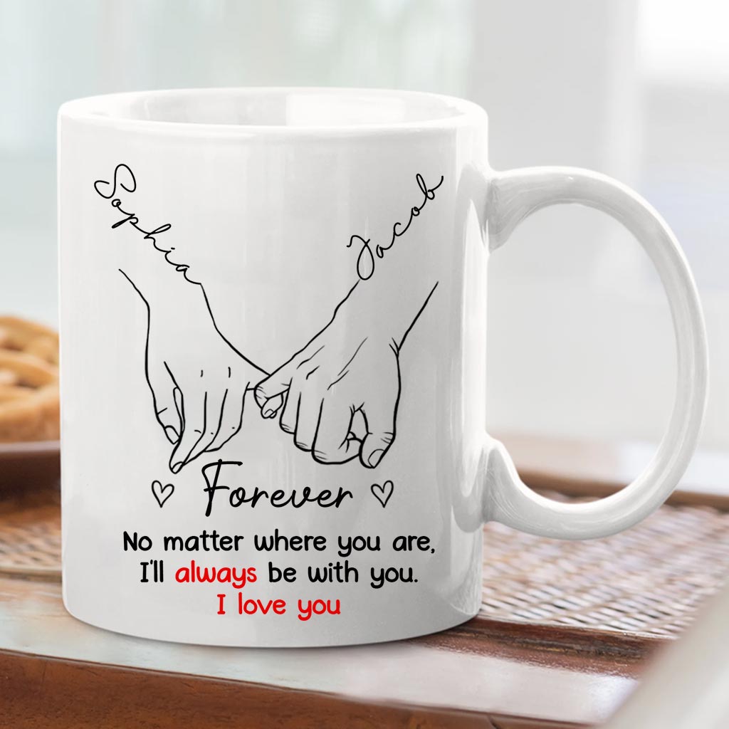Ich gehe überall mit dir hin – personalisierte Tasse für Paare