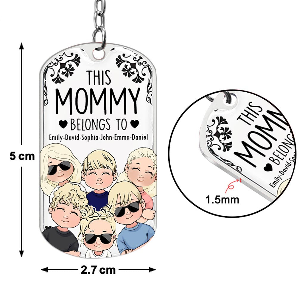 This Father Belongs To - Gift for dad, grandpa, mom, uncle, aunt, grandma - Personalized Stainless Steel Keychain