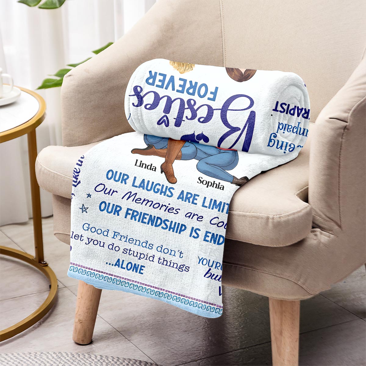 Für immer beste Freundinnen - Personalisierte Freundschaftsdecke