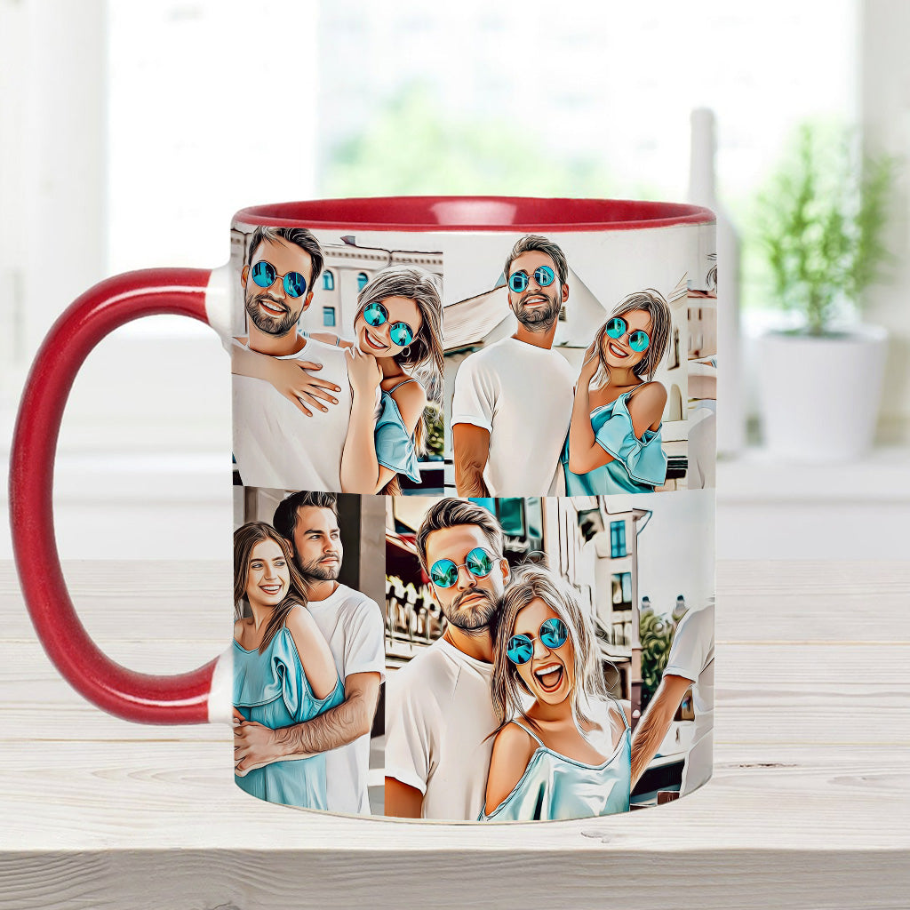Cartoon-Fotocollage – Geschenk für Freund, Freundin, Ehefrau, Ehemann – Personalisierte Tasse