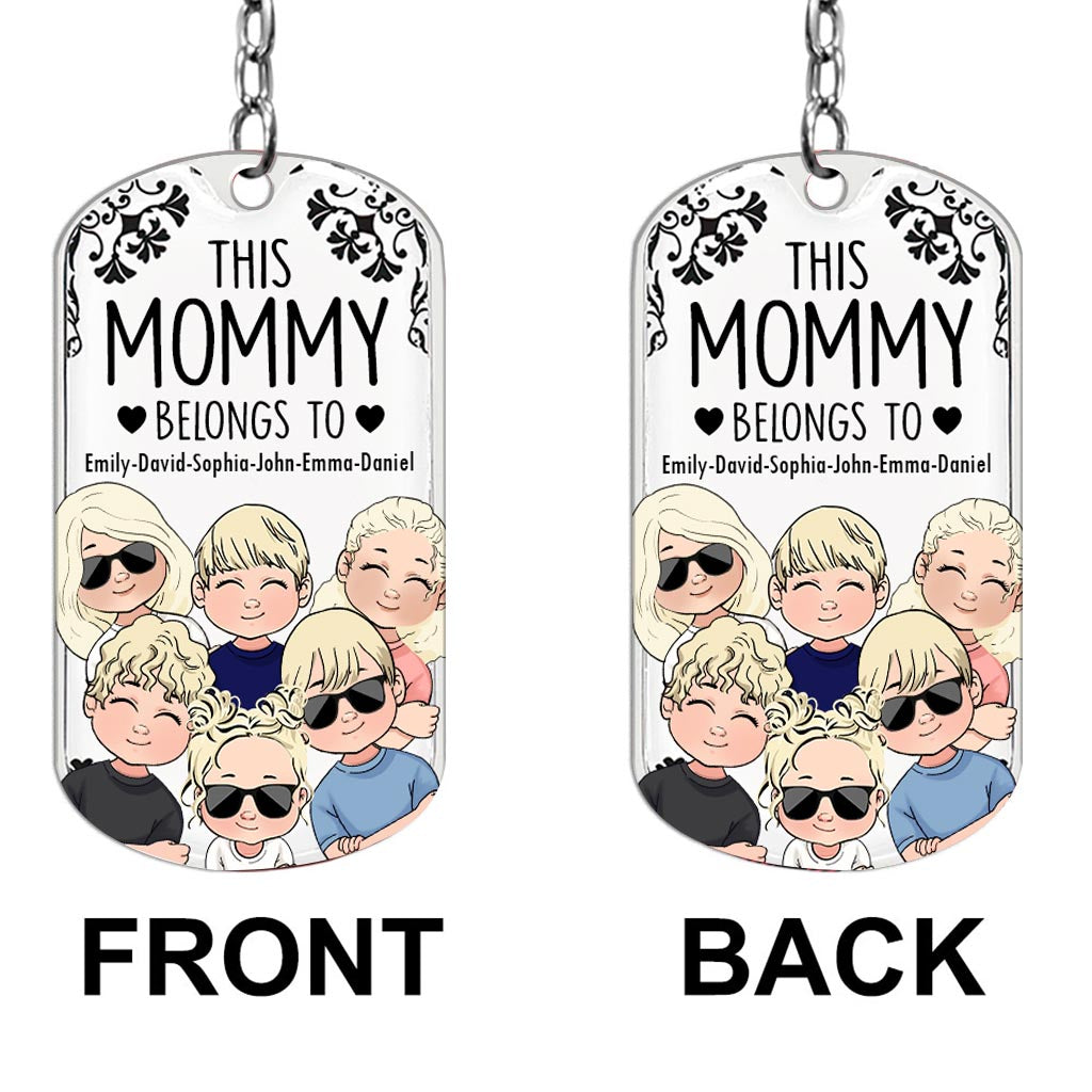 This Father Belongs To - Gift for dad, grandpa, mom, uncle, aunt, grandma - Personalized Stainless Steel Keychain