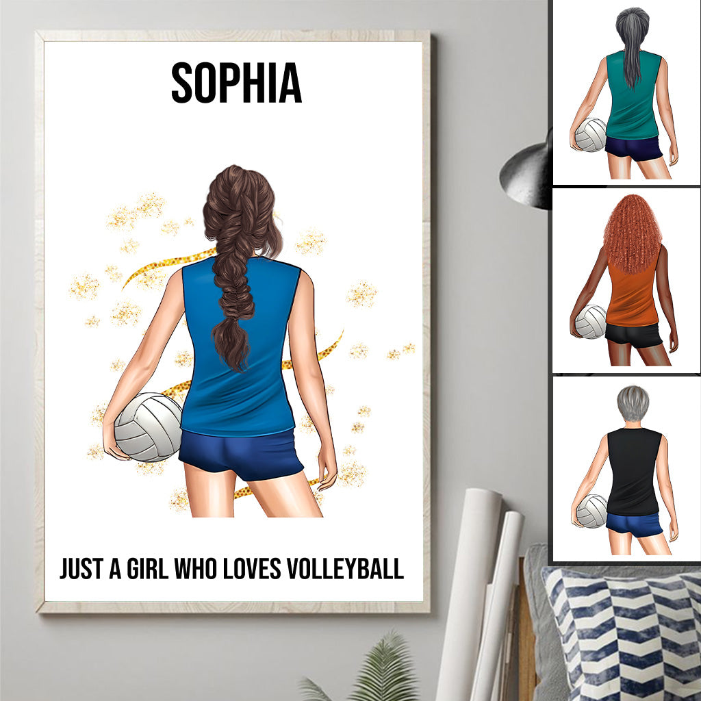 Einfach ein Mädchen, das Volleyball liebt – Personalisierte Volleyball-Leinwand und Poster