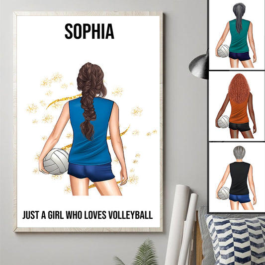 Einfach ein Mädchen, das Volleyball liebt – Personalisierte Volleyball-Leinwand und Poster