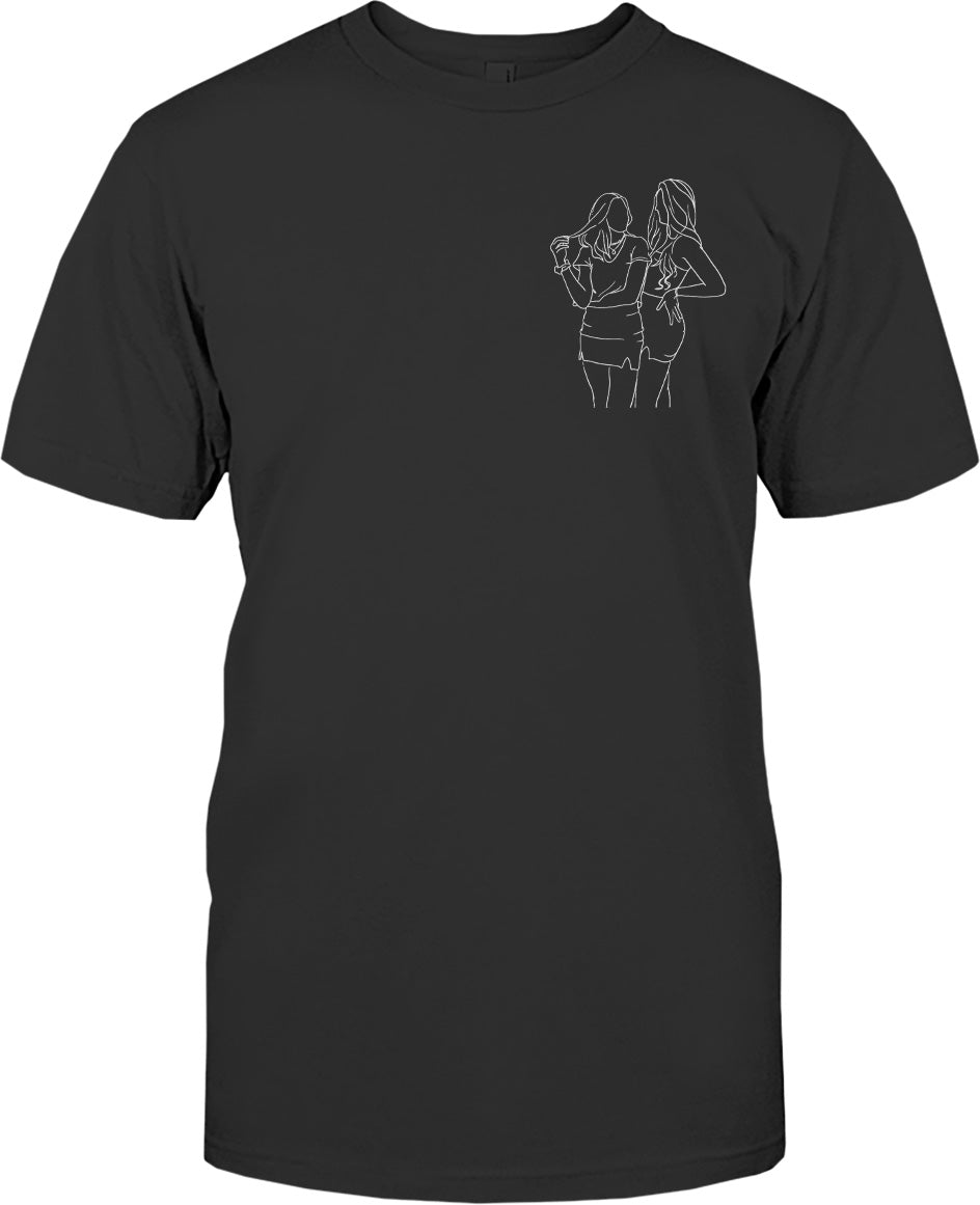 Individuelle Linienzeichnung – Personalisiertes, besticktes T-Shirt für die Tochter