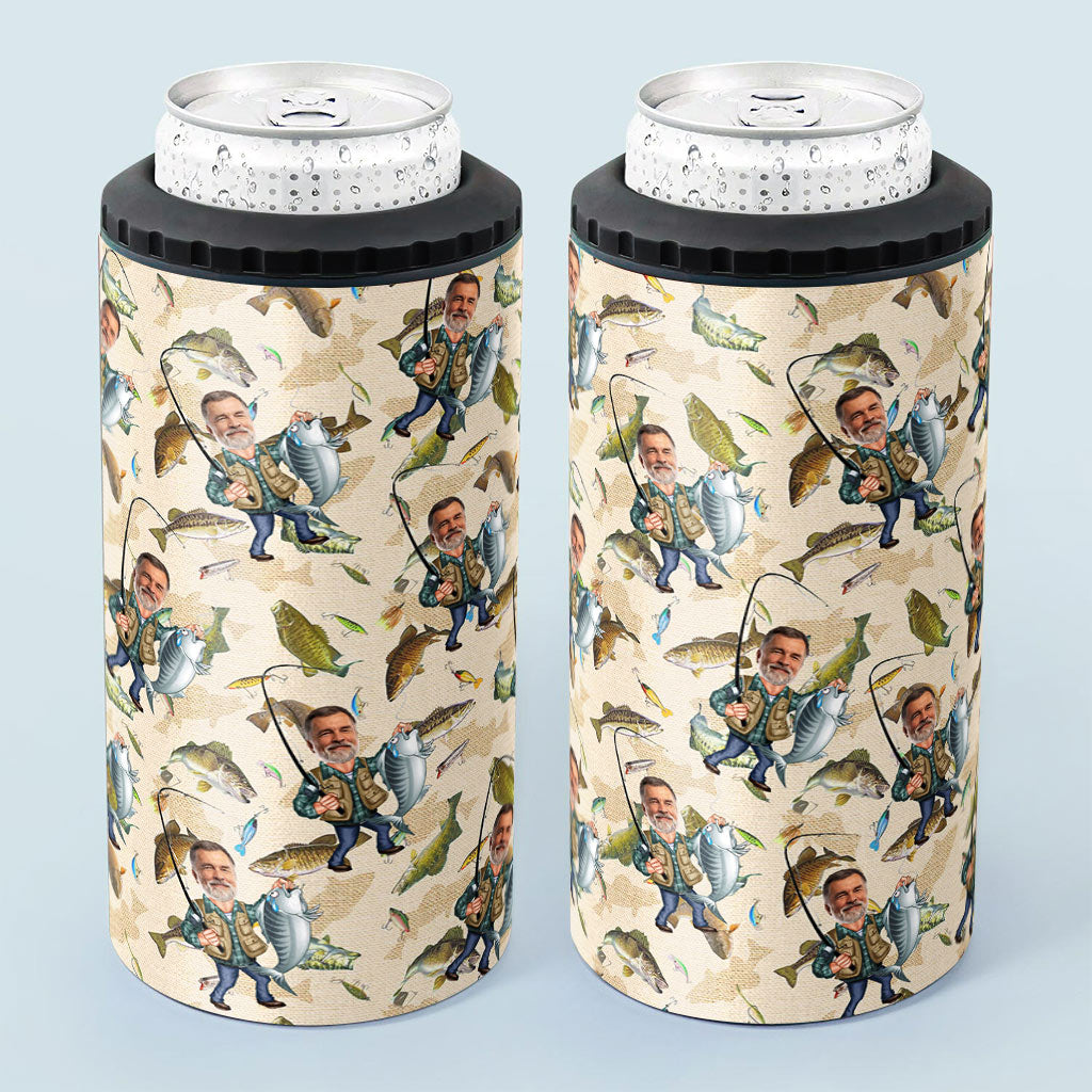 Photo Inserted Funny Fishing - Personalized Fishing Can Cooler