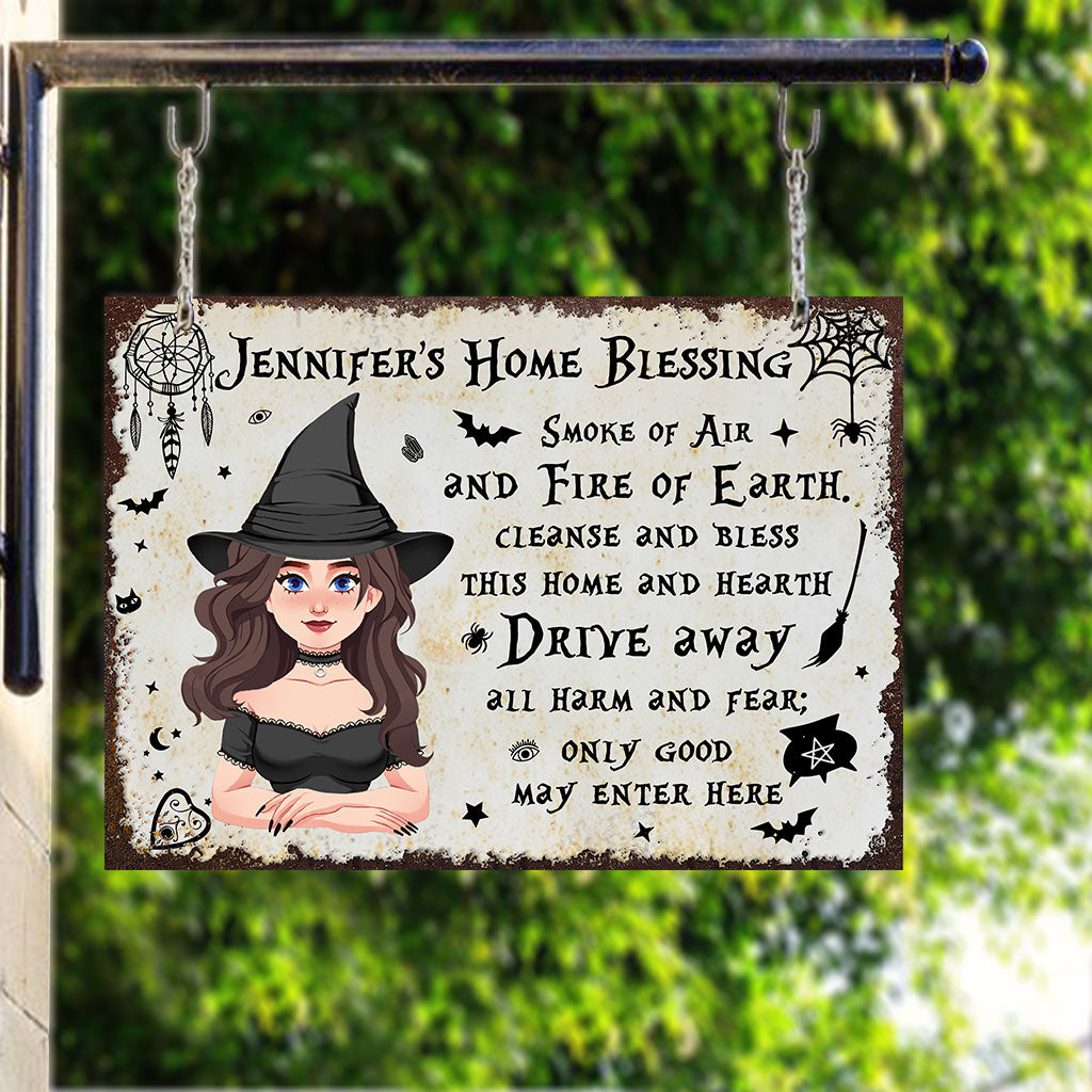 Haussegnung – Personalisiertes rechteckiges Metallschild „Hexe“