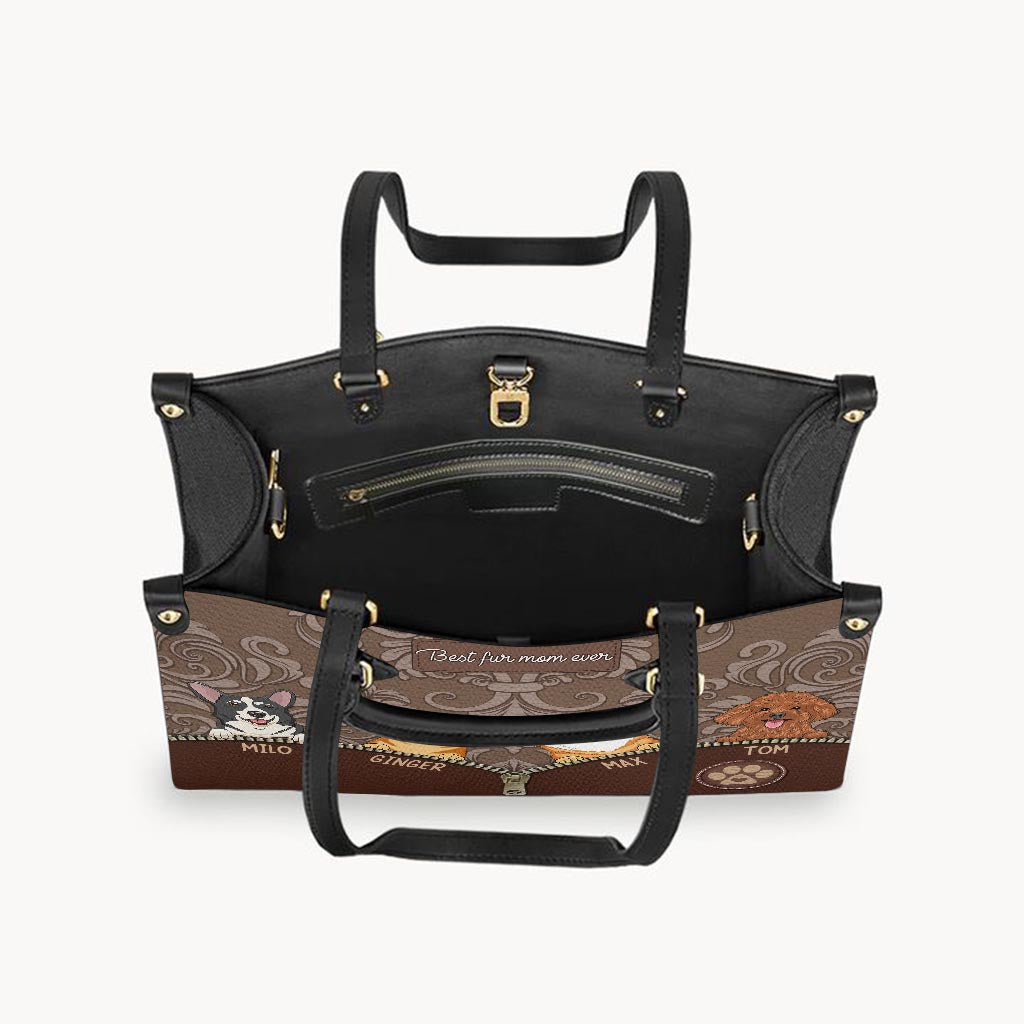 Die beste Hundemama aller Zeiten – Geschenk für Mama, Hundeliebhaber, Katzenliebhaber – Personalisierte Lederhandtasche