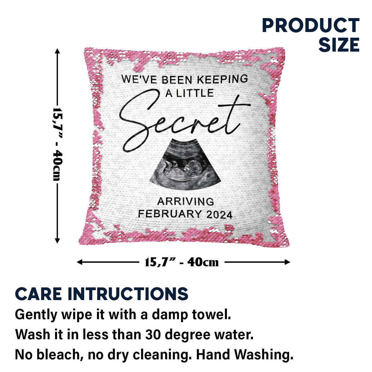 We've Been Keeping A Little Secret - Personalized Pregnancy Sequin Pillow Cover