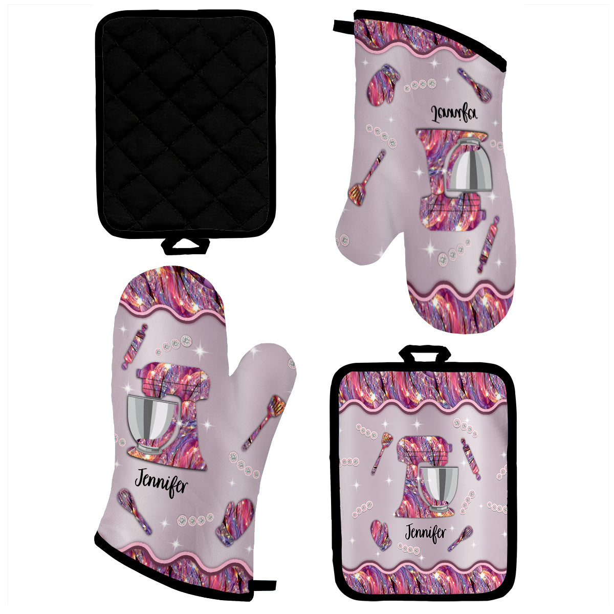 Love Baking - Personalized Baking Oven Mitts & Pot Holder Set