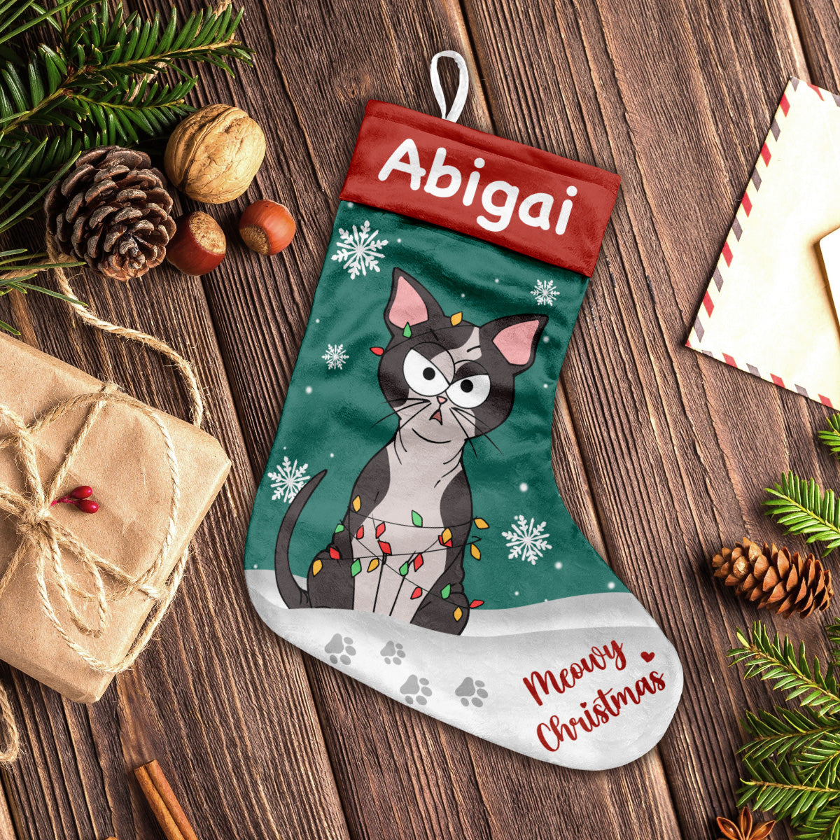 Miau-Weihnachten – personalisierte Katzen-Weihnachtsstrümpfe