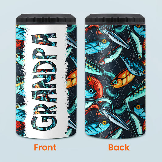 Reel Cool Dad - Fishing gift for dad, grandpa, him, husband - Personalized Can Cooler