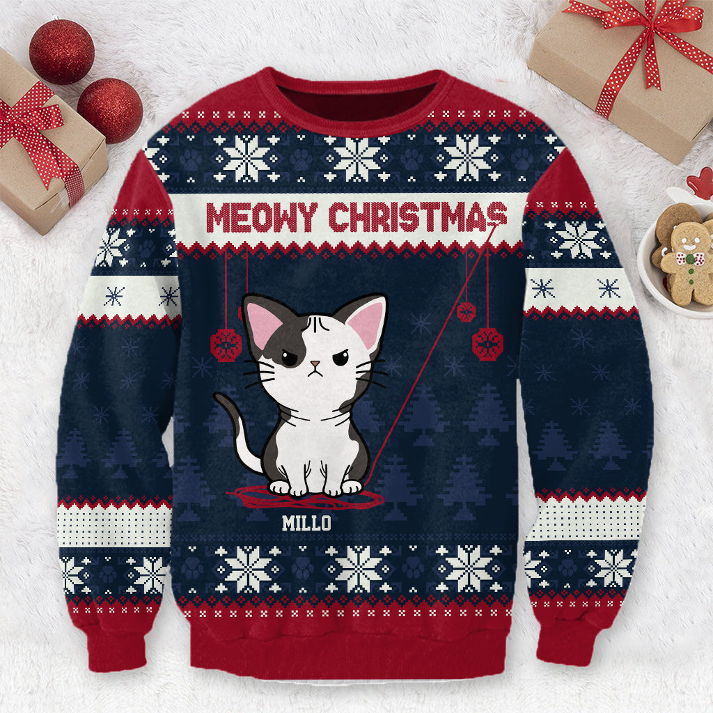 Frohe Weihnachten – Personalisierter Katzen-Pullover
