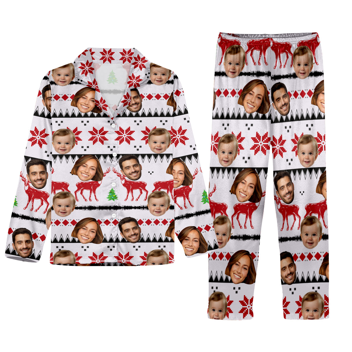 Weihnachtspyjama mit Fotomotiv – Das perfekte Familiengeschenk für Hunde- und Katzenliebhaber – Personalisierter Pyjama mit Knopfleiste