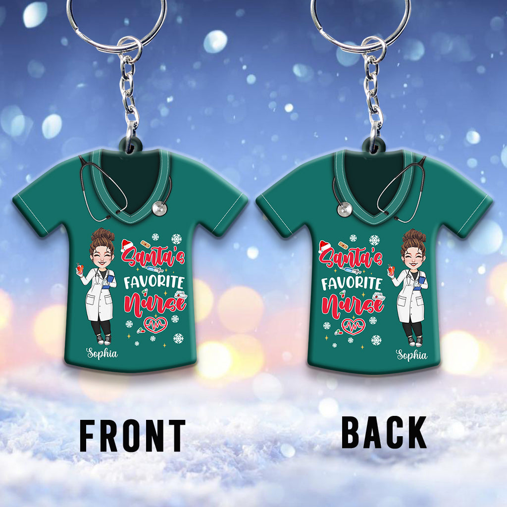 Santas Lieblingskrankenschwester – Personalisierter Krankenschwester-Schlüsselanhänger