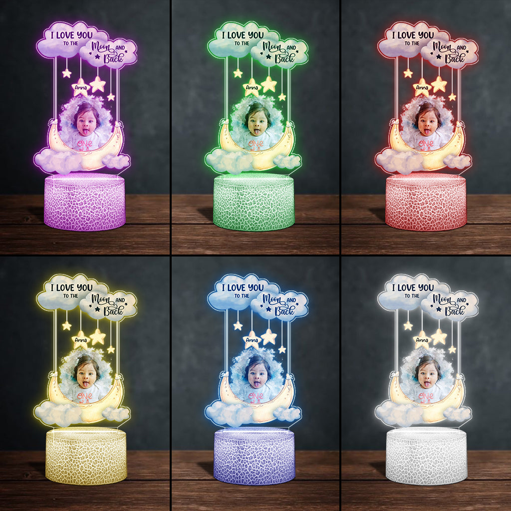 Ich liebe dich bis zum Mond und zurück – Personalisierte, familienförmige Plakettenleuchte