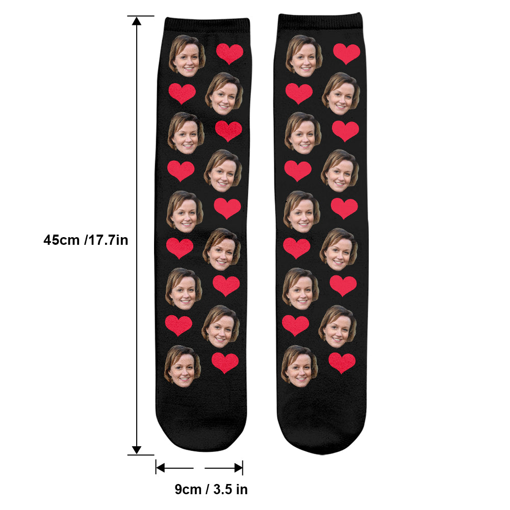Custom Face Heart Pattern - Personalized Aunt Socks