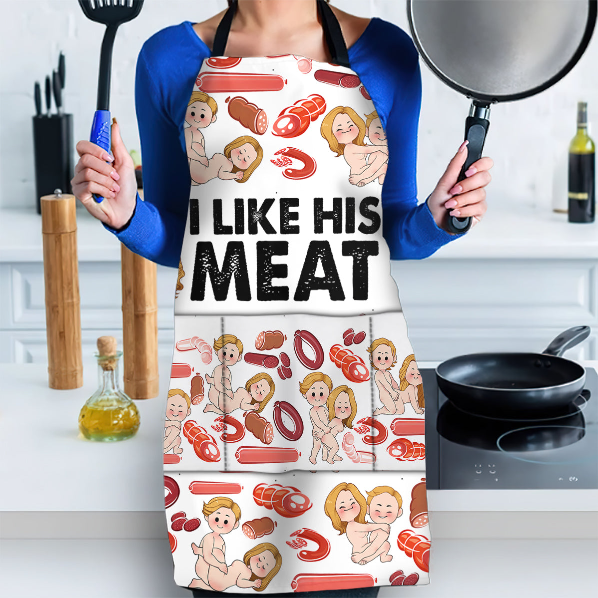 Ich mag ihren Po, ich mag sein Fleisch – Personalisierte Pärchenschürze