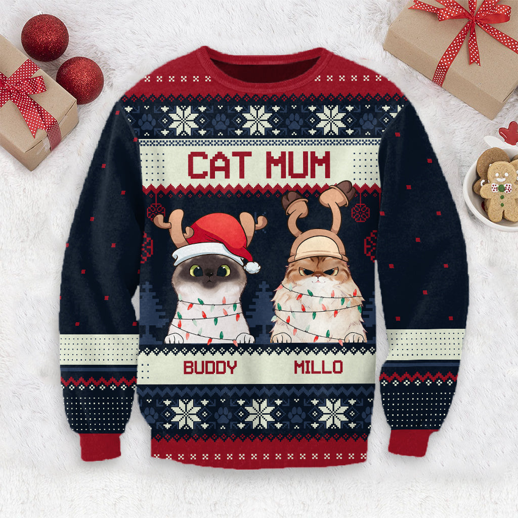 Miau-Weihnachten – Personalisierter Katzen-Pullover
