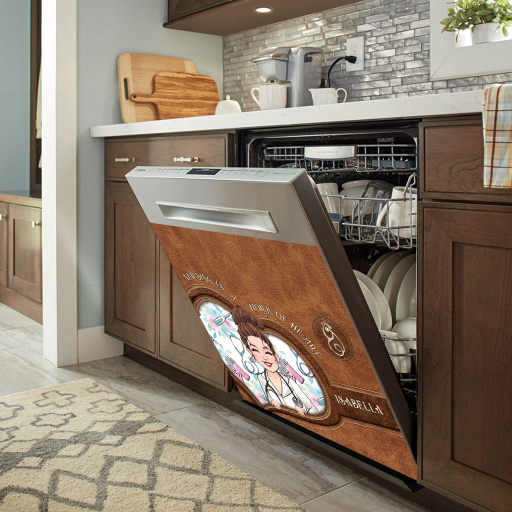 Pflege ist eine Herzensangelegenheit – Personalisierter Geschirrspülerdeckel für Pflegekräfte