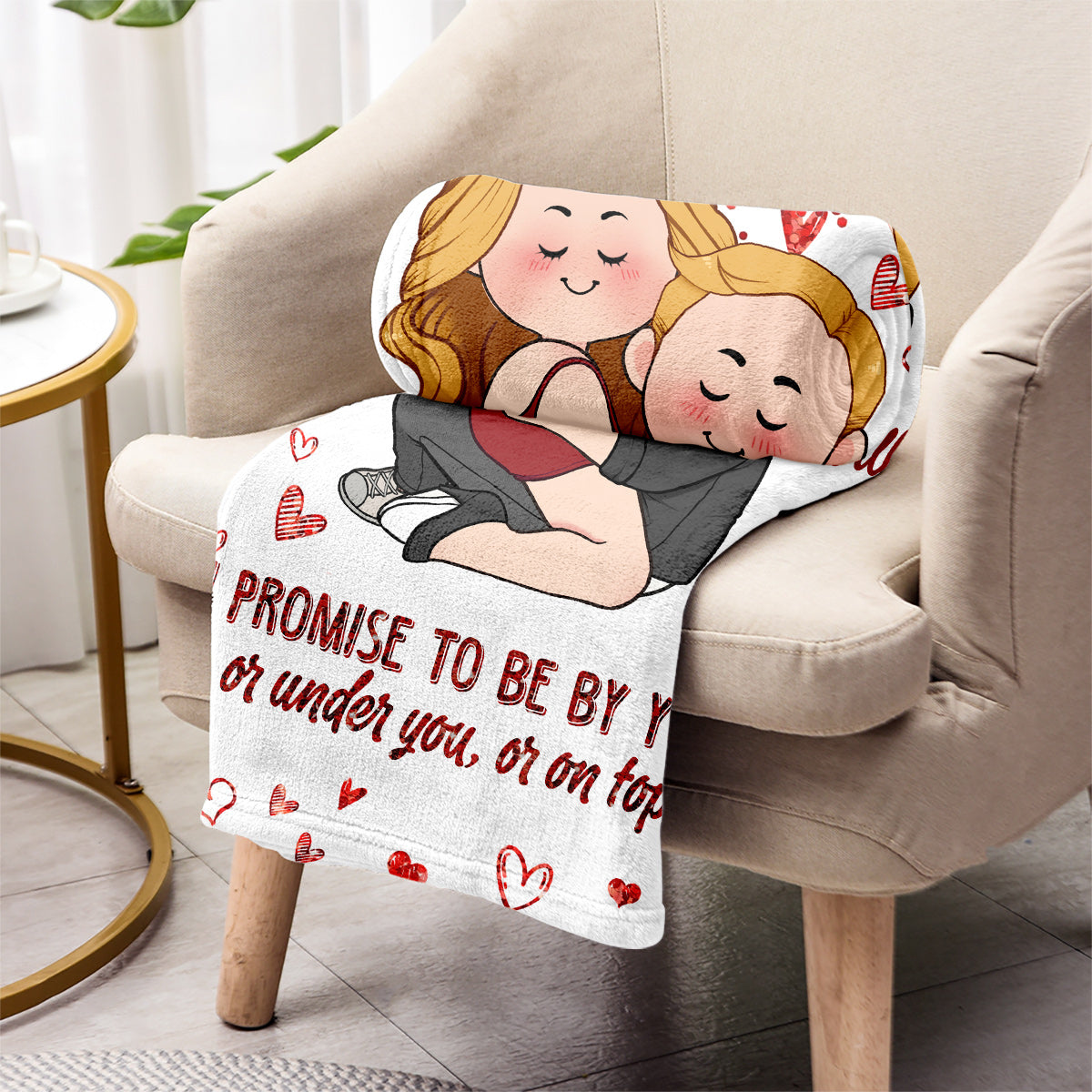 Ich verspreche, immer an deiner Seite zu sein – Geschenk für Ehemann, Ehefrau, Freund, Freundin – Personalisierte Decke