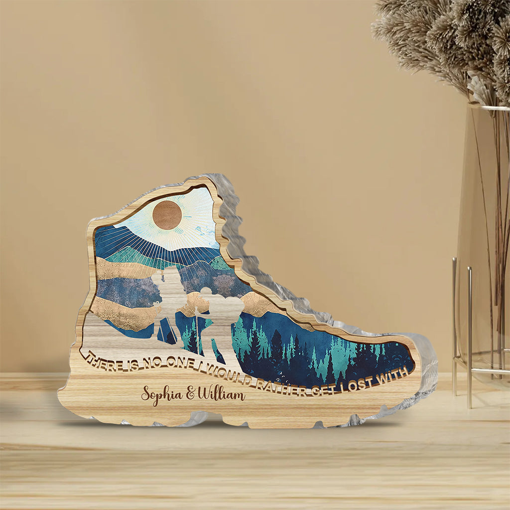 Es gibt niemanden, mit dem ich mich lieber verirren würde – Wandergeschenk für Ehefrau, Ehemann, Freund, Freundin – Personalisierte Acrylplakette in individueller Form