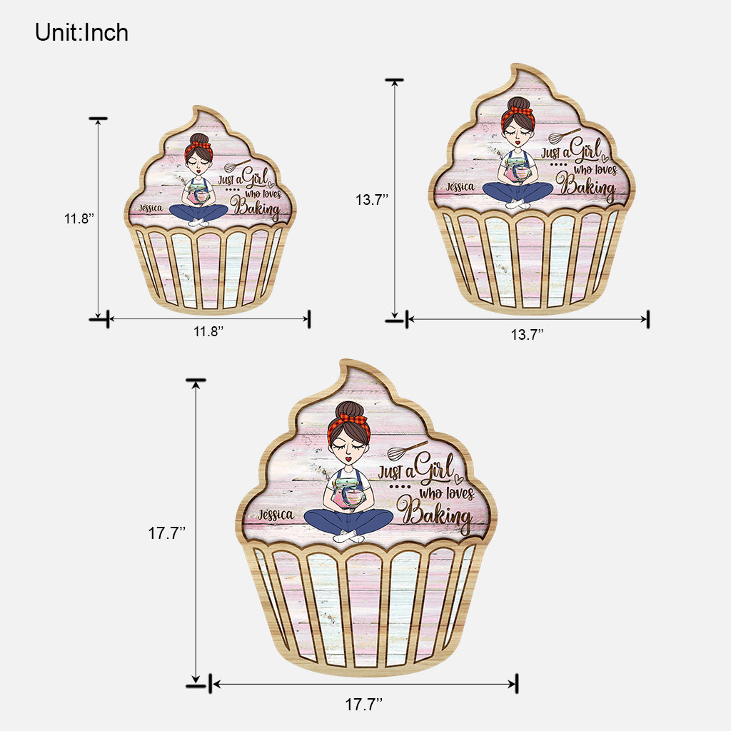 Einfach ein Mädchen, das Backen liebt – personalisiertes Backschild aus Holz