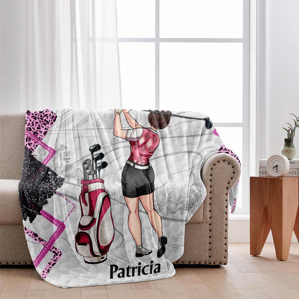 Golfunterricht – Golfgeschenk für sie, Freundin, Ehefrau, Tochter – Personalisierte Decke