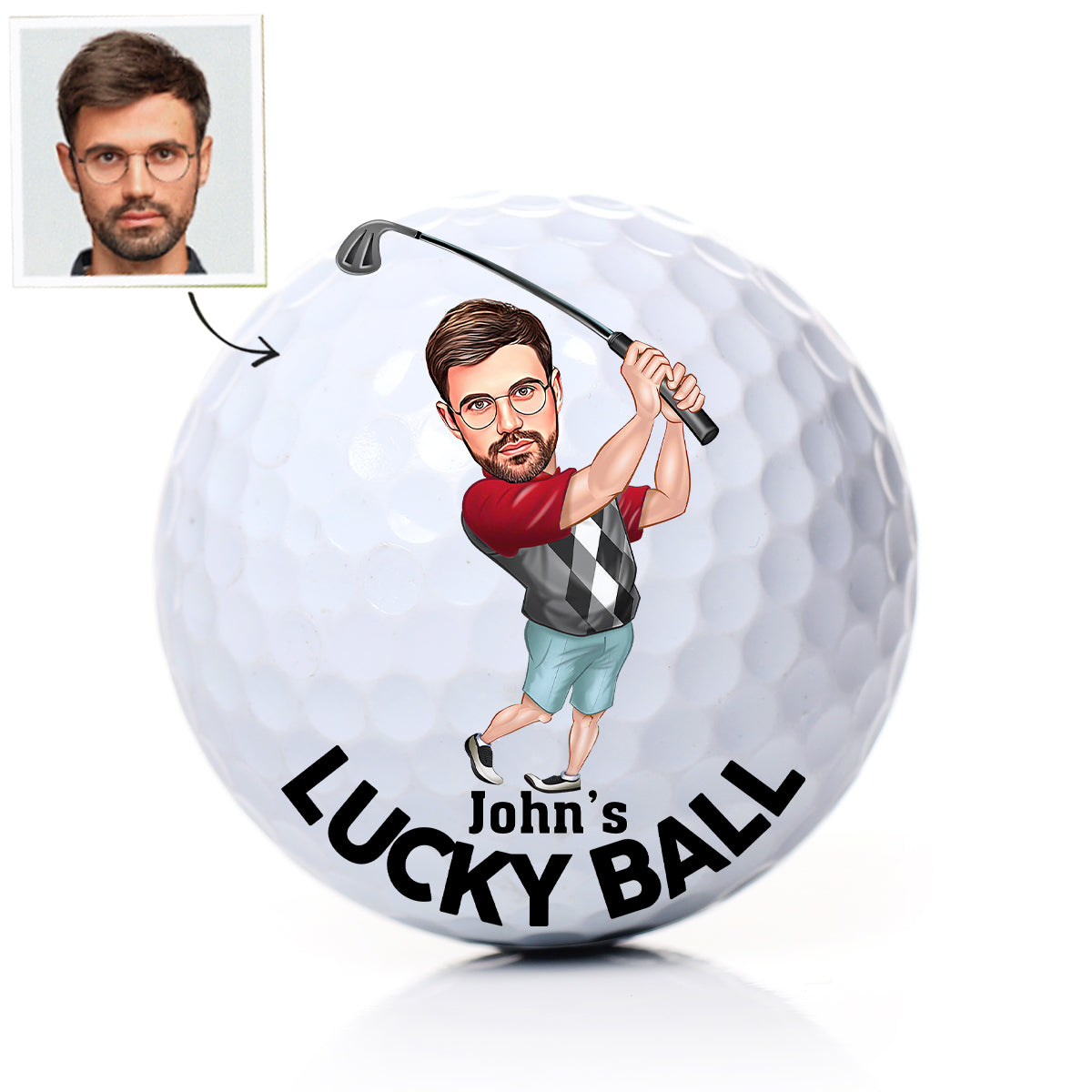 Glücksball – Golfgeschenk für Papa, Opa, Ehemann – Personalisierter Golfball