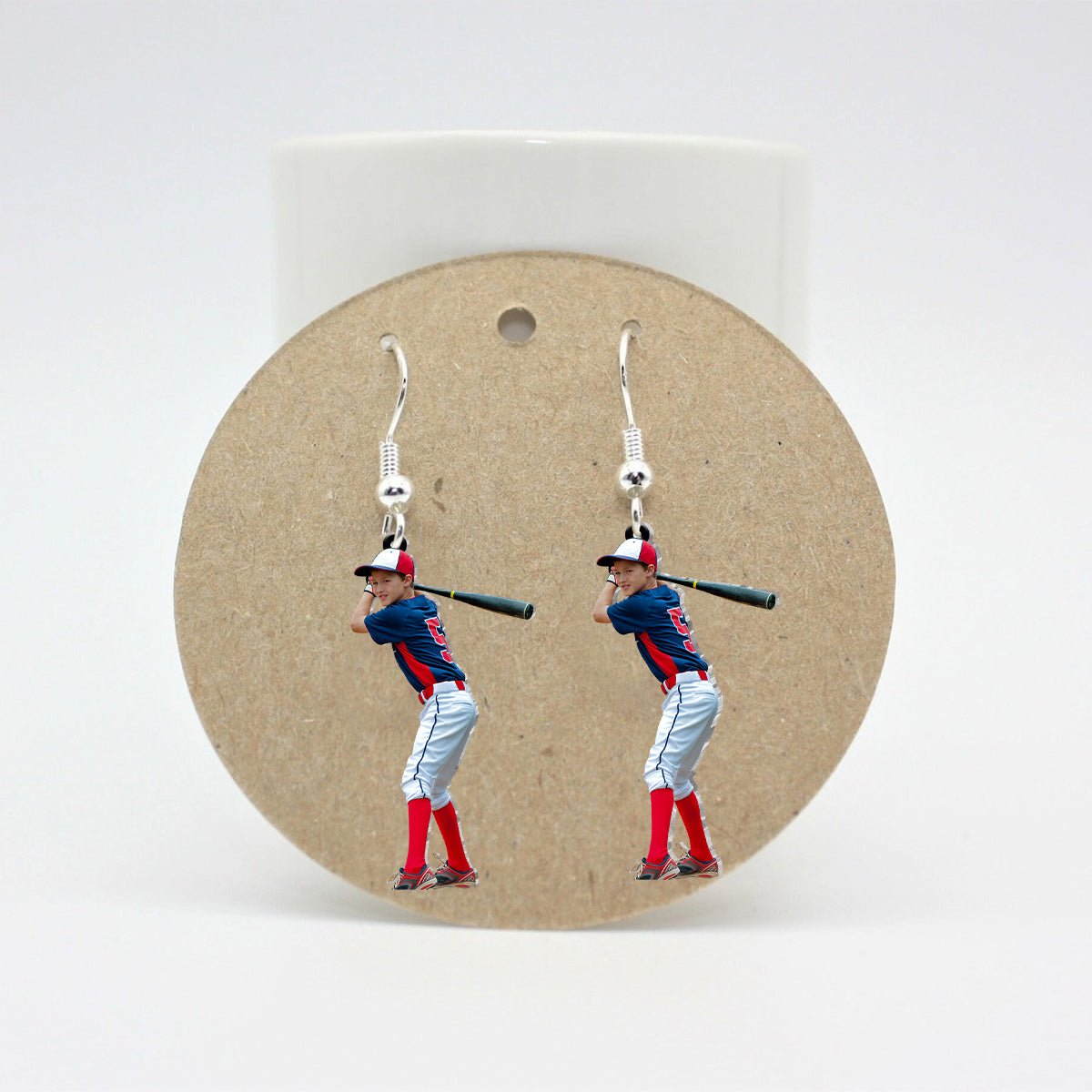 Personalisierte Foto-Ohrringe – Baseball-Geschenk für Mama – Personalisierte Ohrringe