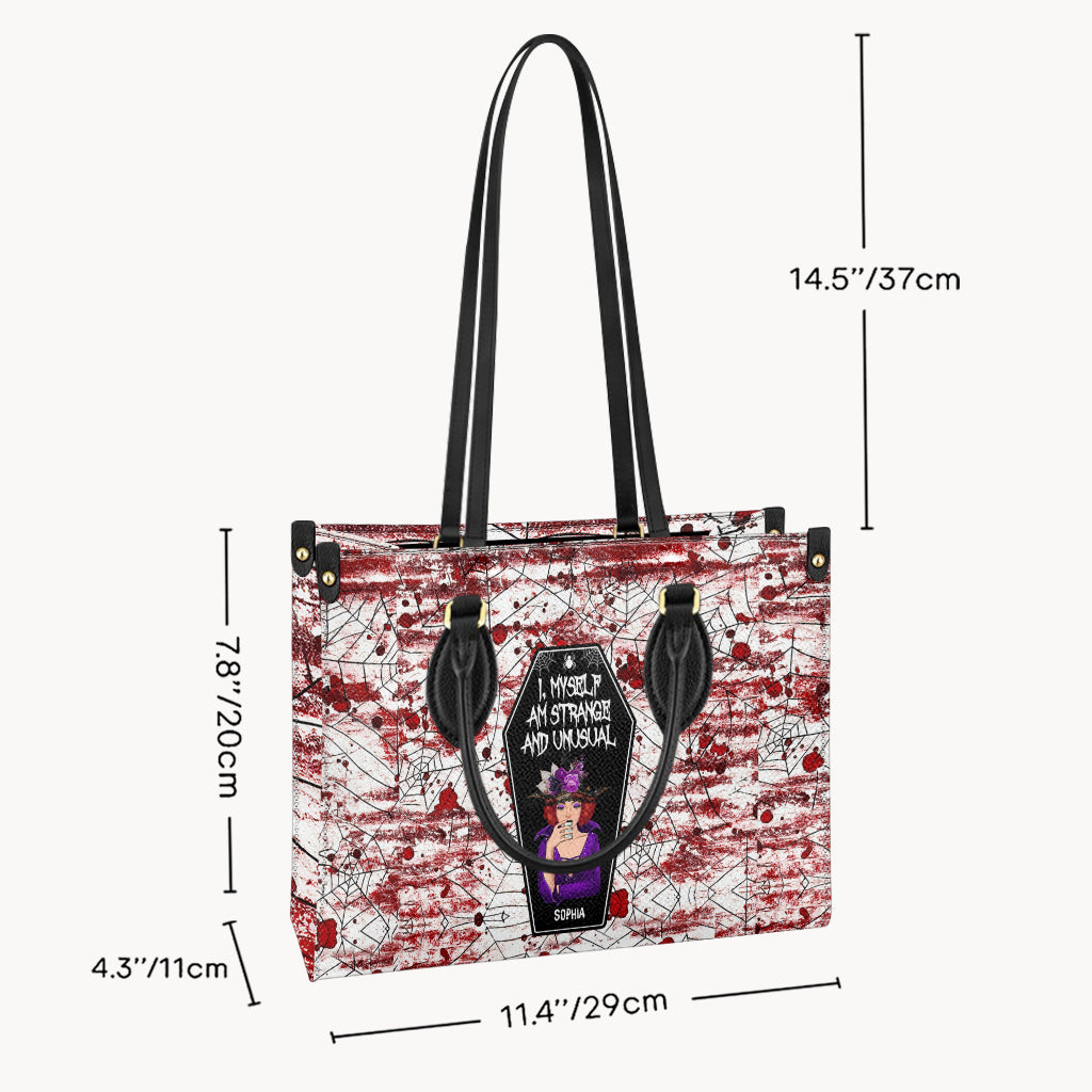 Ich selbst bin seltsam und ungewöhnlich – personalisierte Hexen-Lederhandtasche