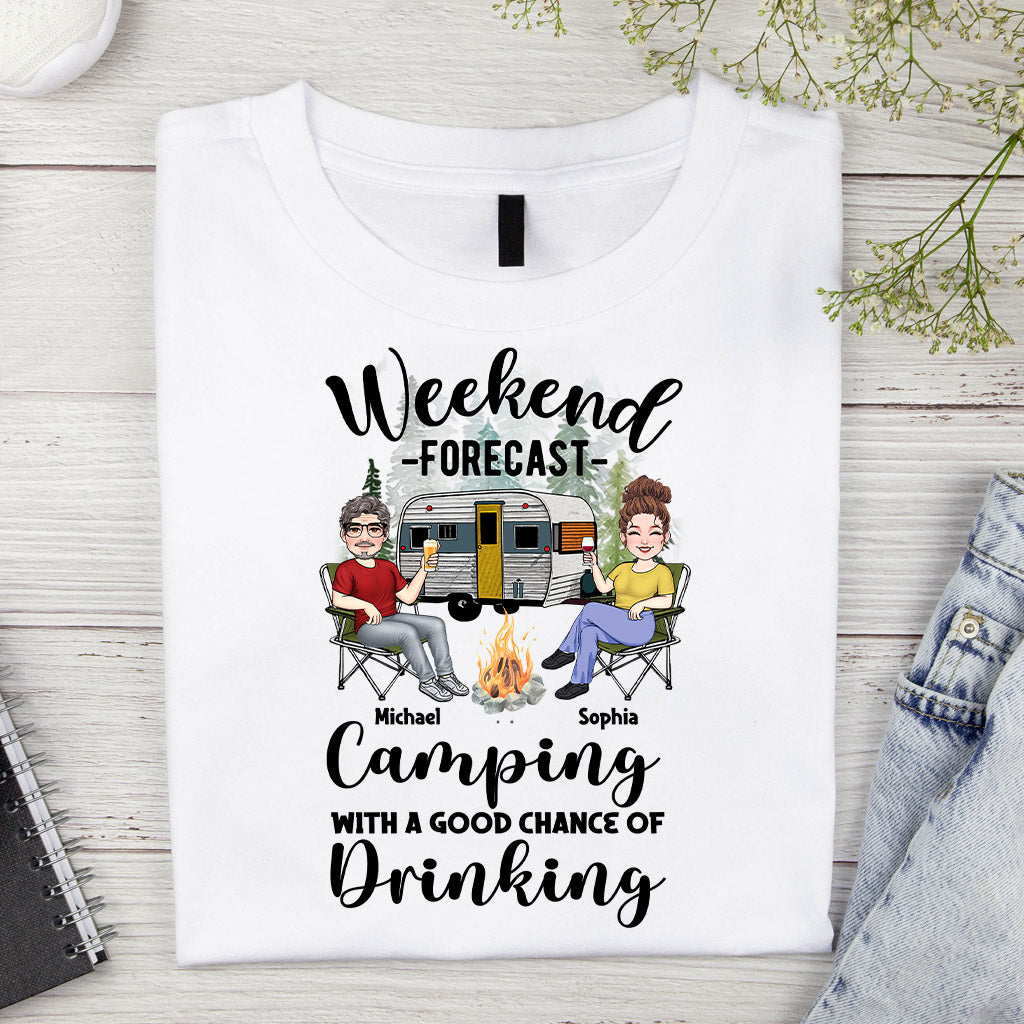 Wochenendprognose – Personalisiertes Camping-T-Shirt und Hoodie