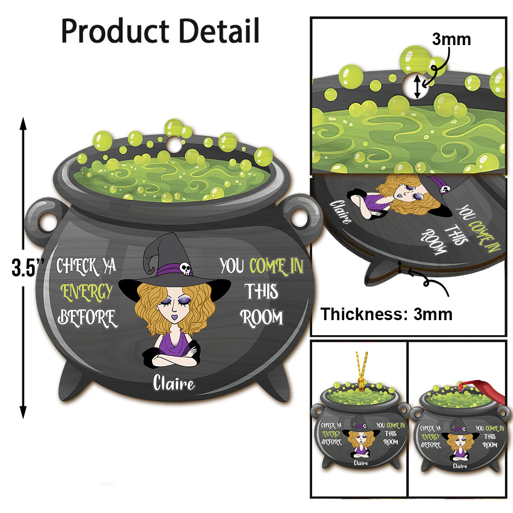 Check Ya Energy - Personalized Witch Ornament