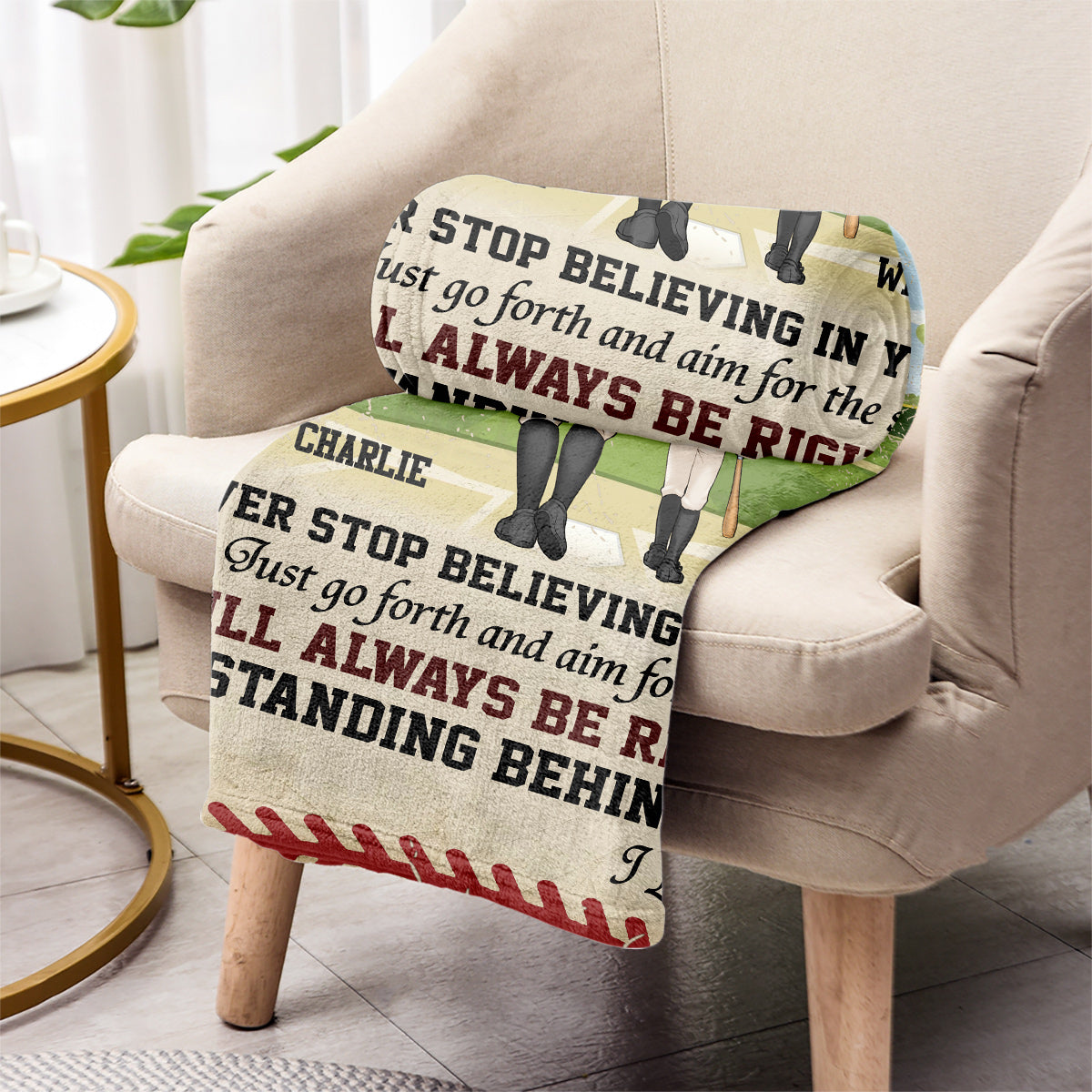 Ich bin immer für dich da – personalisierte Baseballdecke