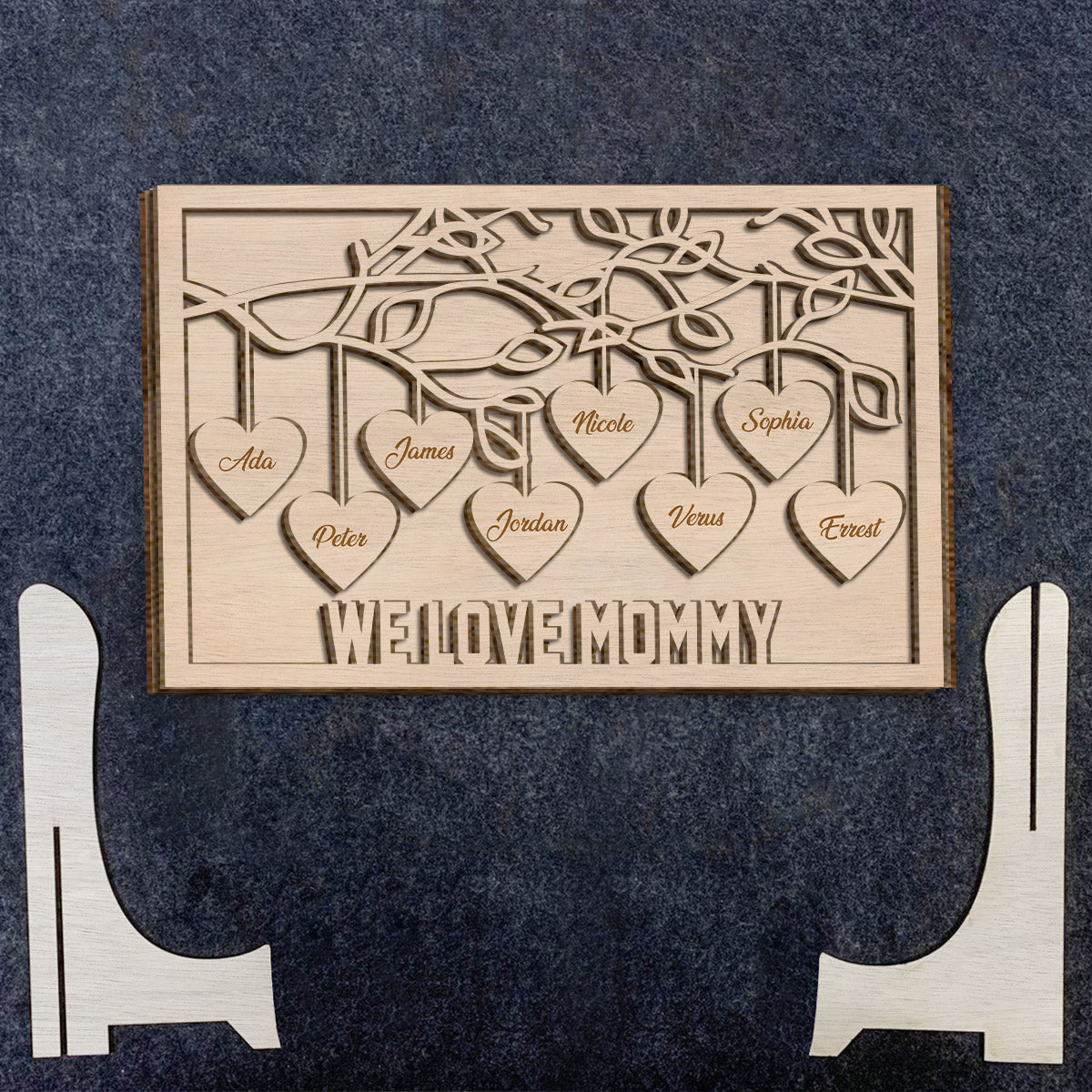 Wir lieben dich, Mama/Oma/Großmutter – Personalisiertes zweilagiges Holzschild/Holzplakette für Mütter