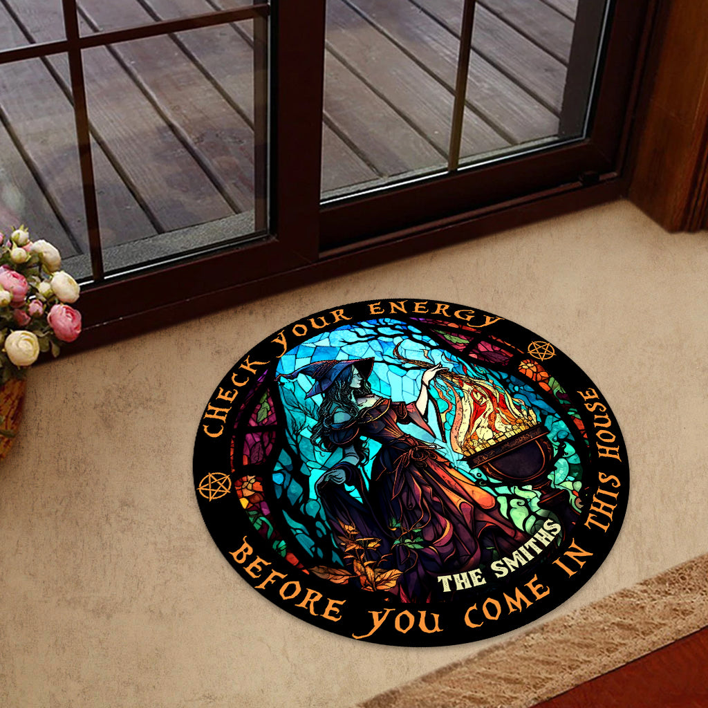 Check Ya Energy - Personalized Witch Shaped Doormat
