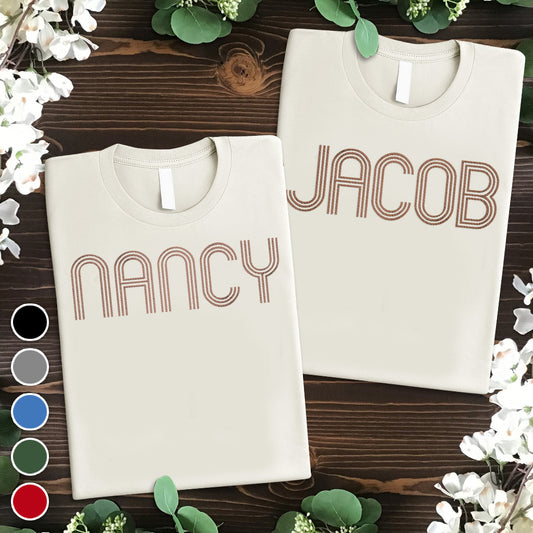 Personalisiertes T-Shirt mit Namensaufdruck für Paare