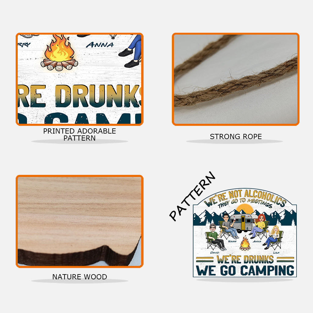 Wir sind Betrunkene, wir gehen zelten - Personalisiertes Camping-Holzschild