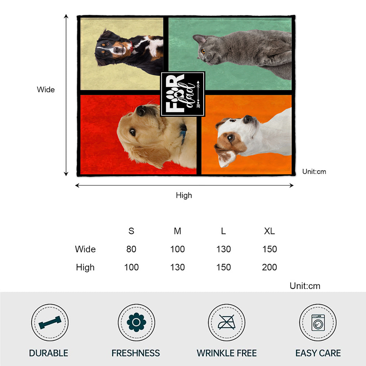 Hundemama/Katzenmama/Tierpapa... - Geschenk für Hundeliebhaber, Hundefreunde, Katzenliebhaber - Personalisierte Decke