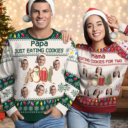Eating Cookies For Two - Personalized Pregnancy Ugly Sweater