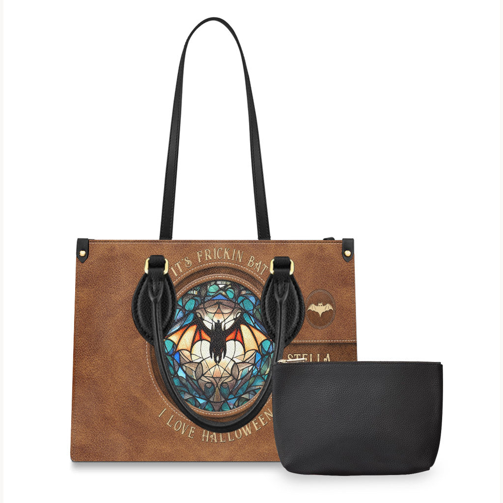 Es ist verdammt nochmal Fledermaus, ich liebe Halloween - Personalisierte Hexen-Lederhandtasche