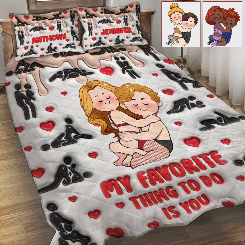 Mein Lieblingshobby ist mit dir – personalisiertes Quilt-Set für Paare